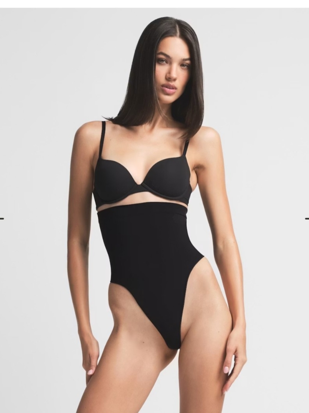 Black High-Waist Shaping Thong Bodysuit